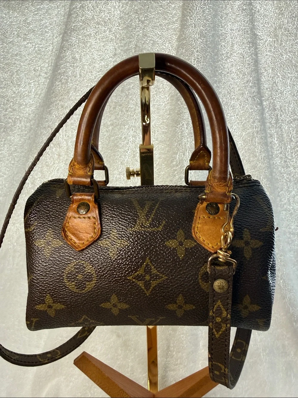 Louis Vuitton Mini Speedy Satchel and Authentic Louis Vuitton strap